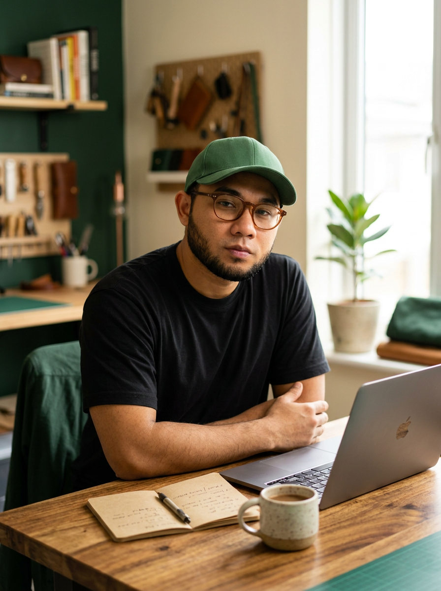 Faqimi Fauzi at his desk in Kuala Lumpur